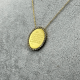 Ayetel Kürsi Baskılı Taş Çerçeveli Gold Oval Plaka Özelleştrilebilir Çelik Kolye