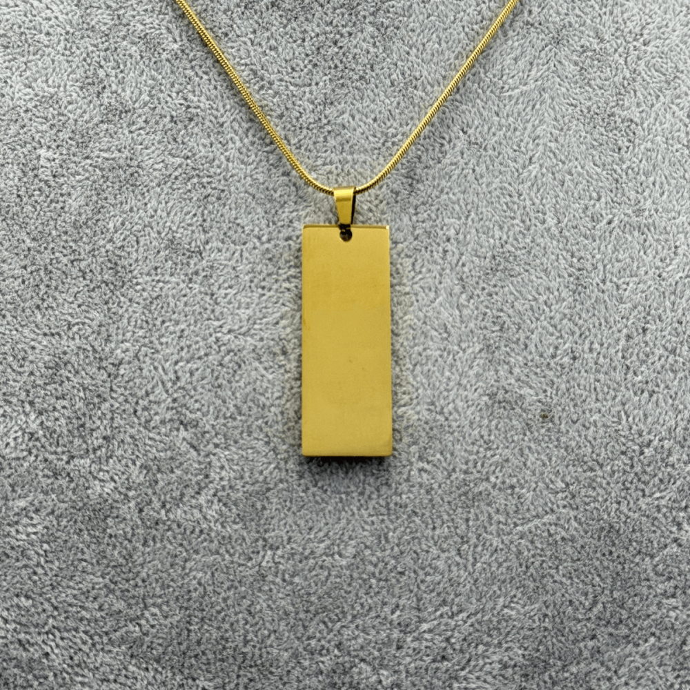 Yuvarlak Yılan Zincir Uzun Plaka Model Gold Özelleştirilebilir Çelik Kolye