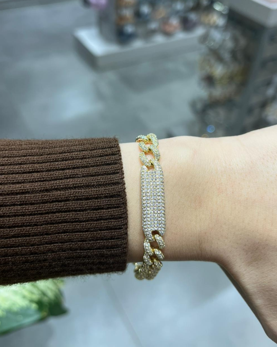 Xuping Bileklik Taşlı Plaka Zincir Model 