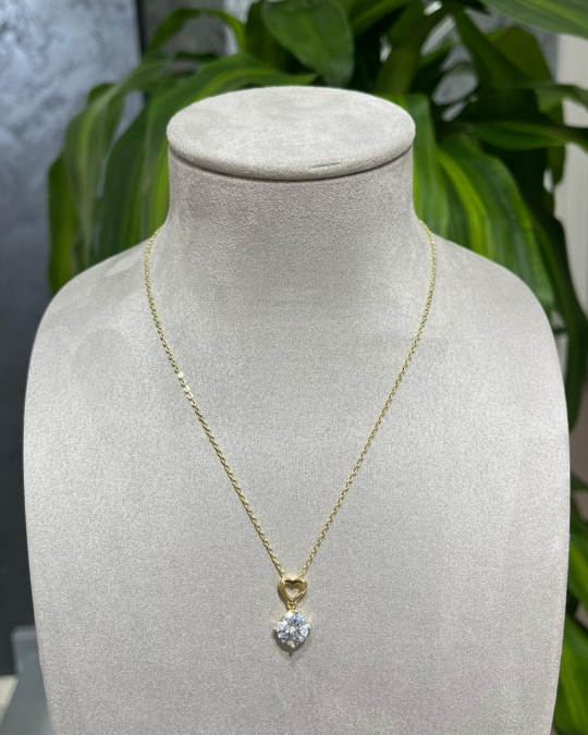 Xuping Kolye Kalp Detay Tek Taş